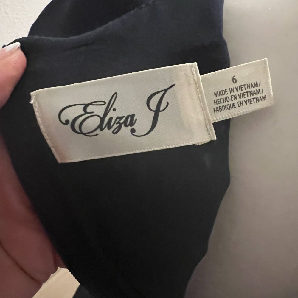 Eliza J Cap Sleeve Crepe Sheath Dress Navy Blue Size 6 - Picture 9 of 11